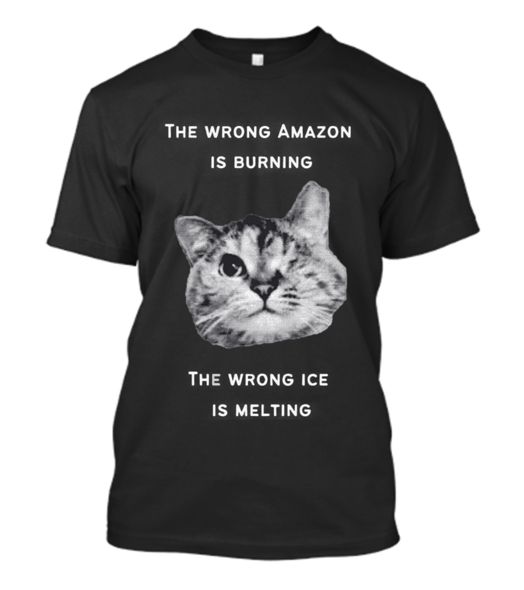 The Wrong Amazon Is Burning The Wrong Ice Is Melting Cat Face T-Shirt