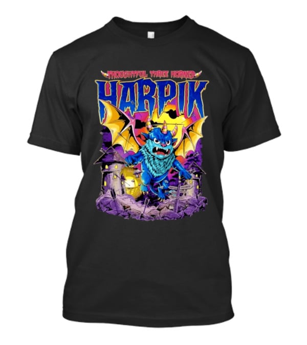 Thoughtful Three Horned Harpik Monster Panorama T-Shirt