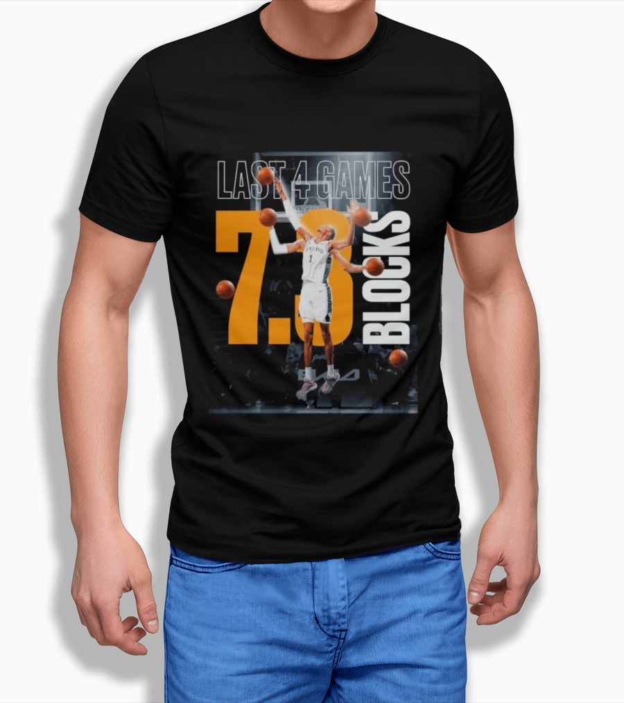 Victor Wembanyama Spurs Last 4 Games 7.3 Blocks Performance T-Shirt