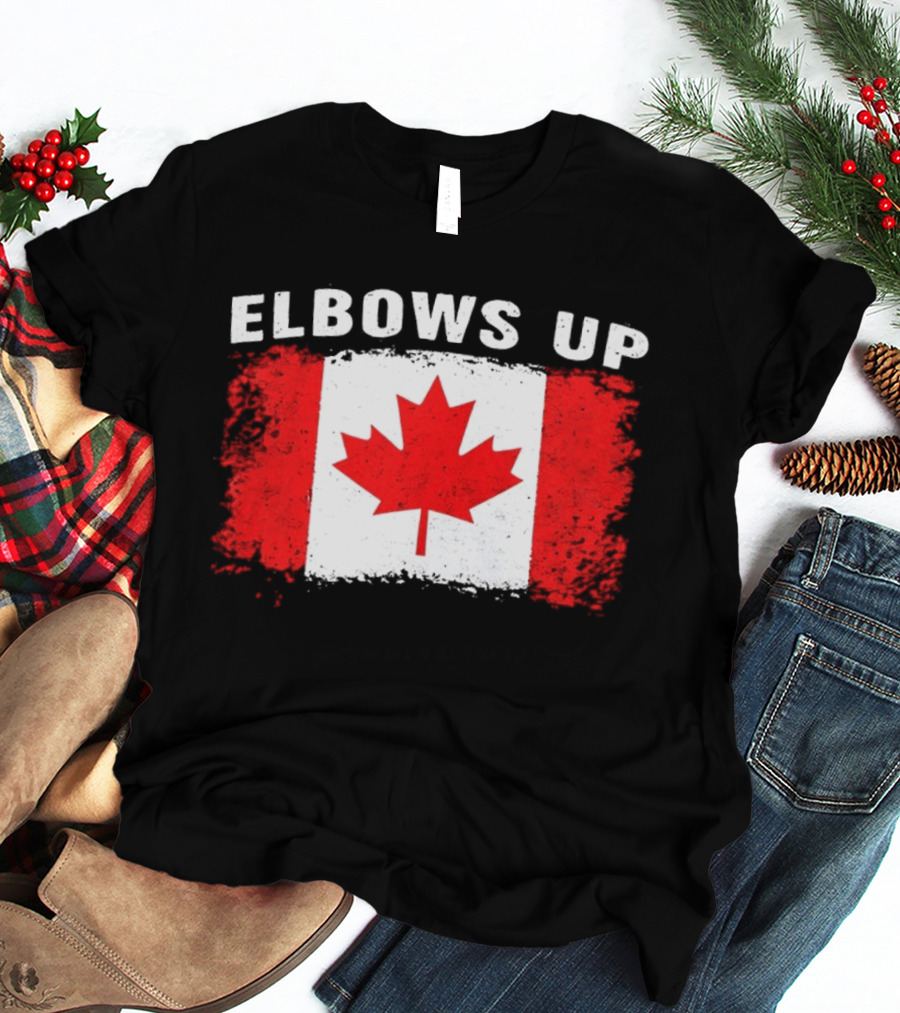 Elbows Up Canada Flag Maple Leaf T-Shirt