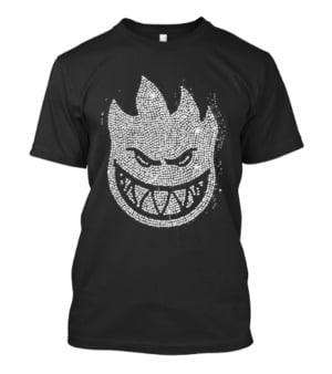 Rhinestone Spitfire Face By Carpet Company Iconic Flame Grin T-Shirt