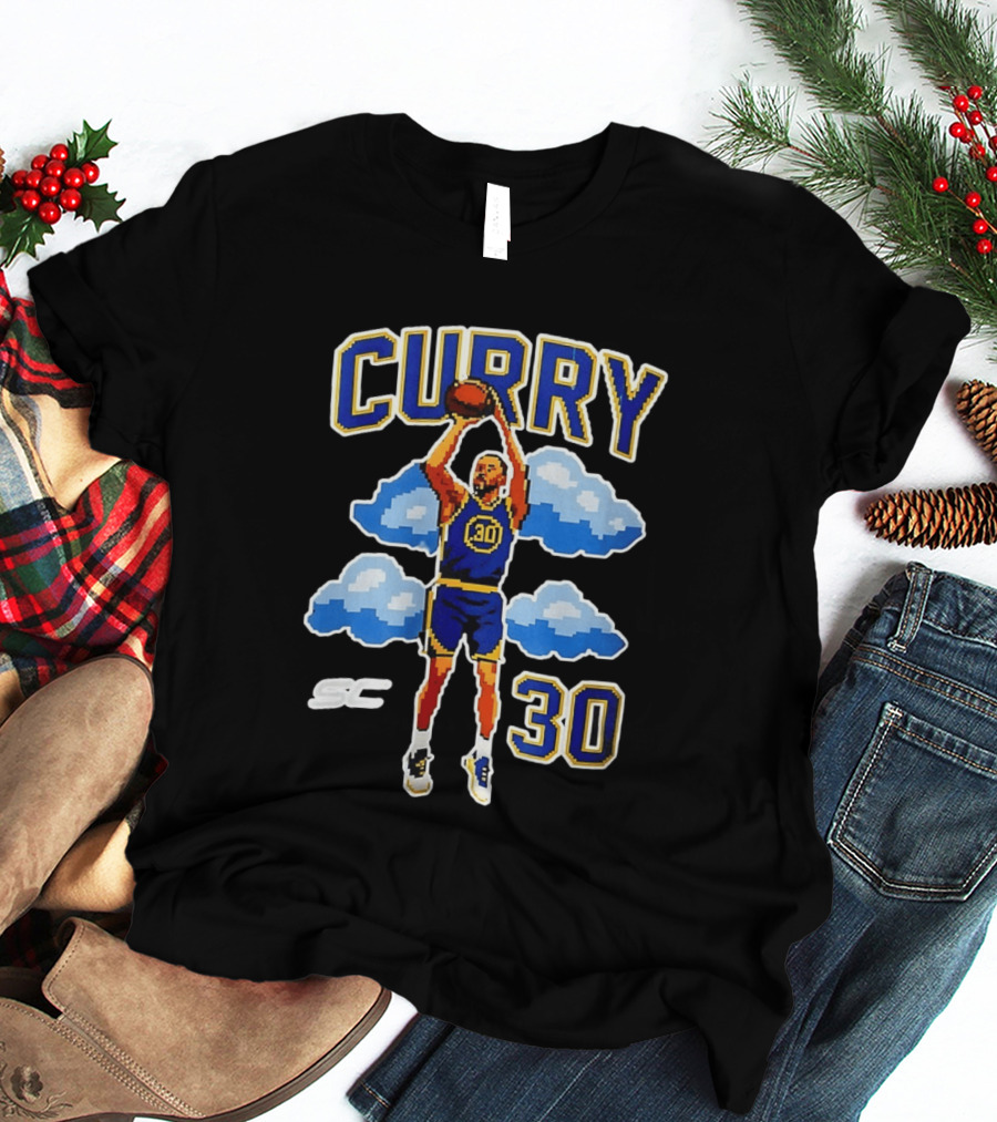 Stephen Curry Golden State Warriors 8 Bit Cloud Basketball 30 T-Shirt