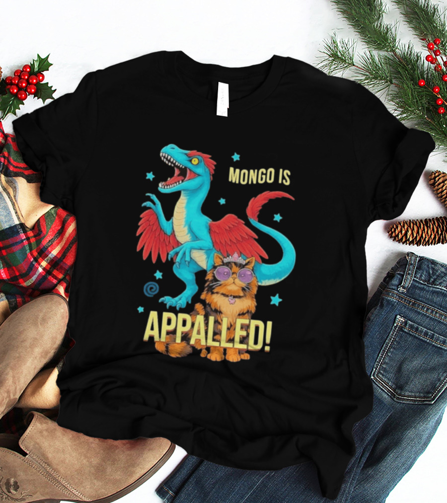 Mongo Is Appalled Princess Cat Riding Dinosaur With Stars T-Shirt