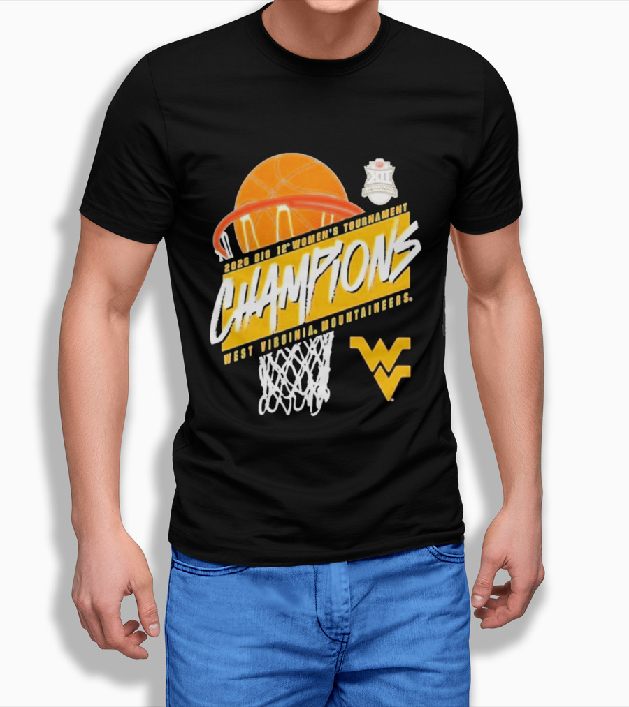 2026 Big 12 Women's Tournament Champions West Virginia Mountaineers Basketball T-Shirt