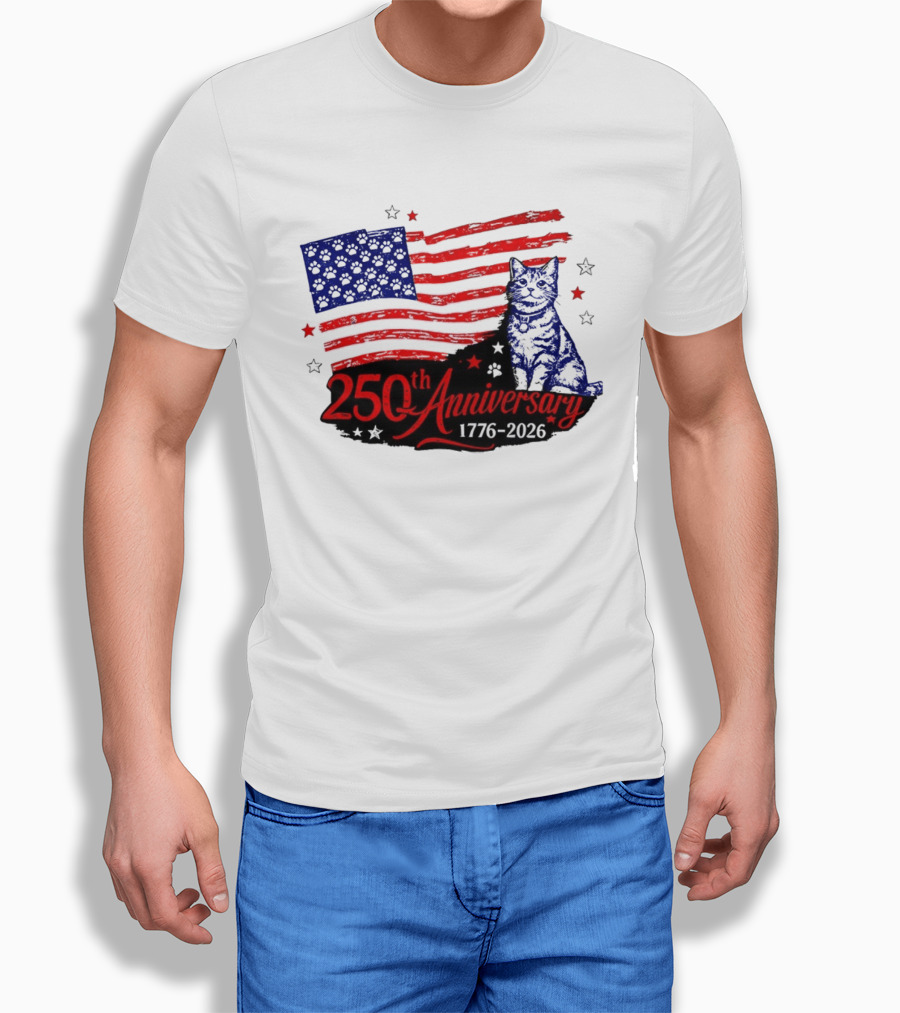 Abolish Ice Defund Resist Protest Cat With 250th Anniversary 1776 2026 USA Flag T-Shirt