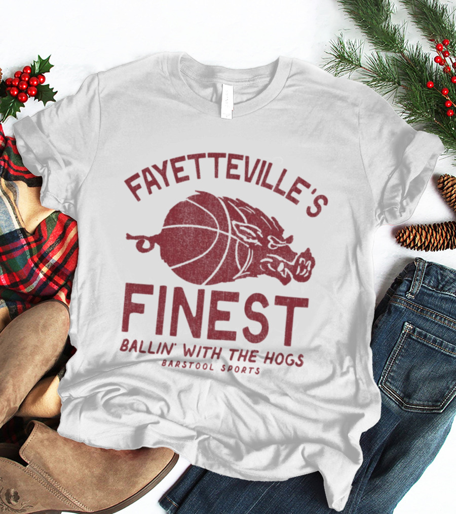 Fayetteville's Finest Ballin With The Hogs Barstool Sports Basketball Hog T-Shirt