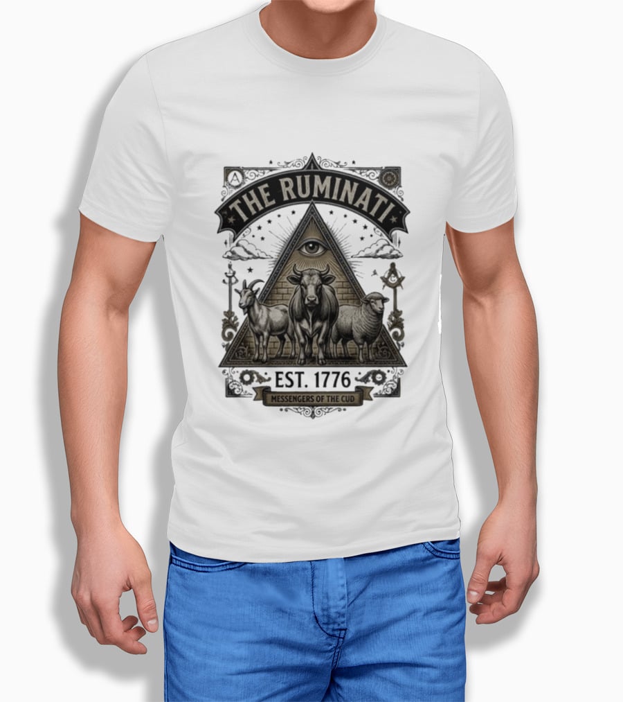 The Ruminati Est 1776 Messengers Of The Cud Eye Triangle Cow Sheep Goat T-Shirt