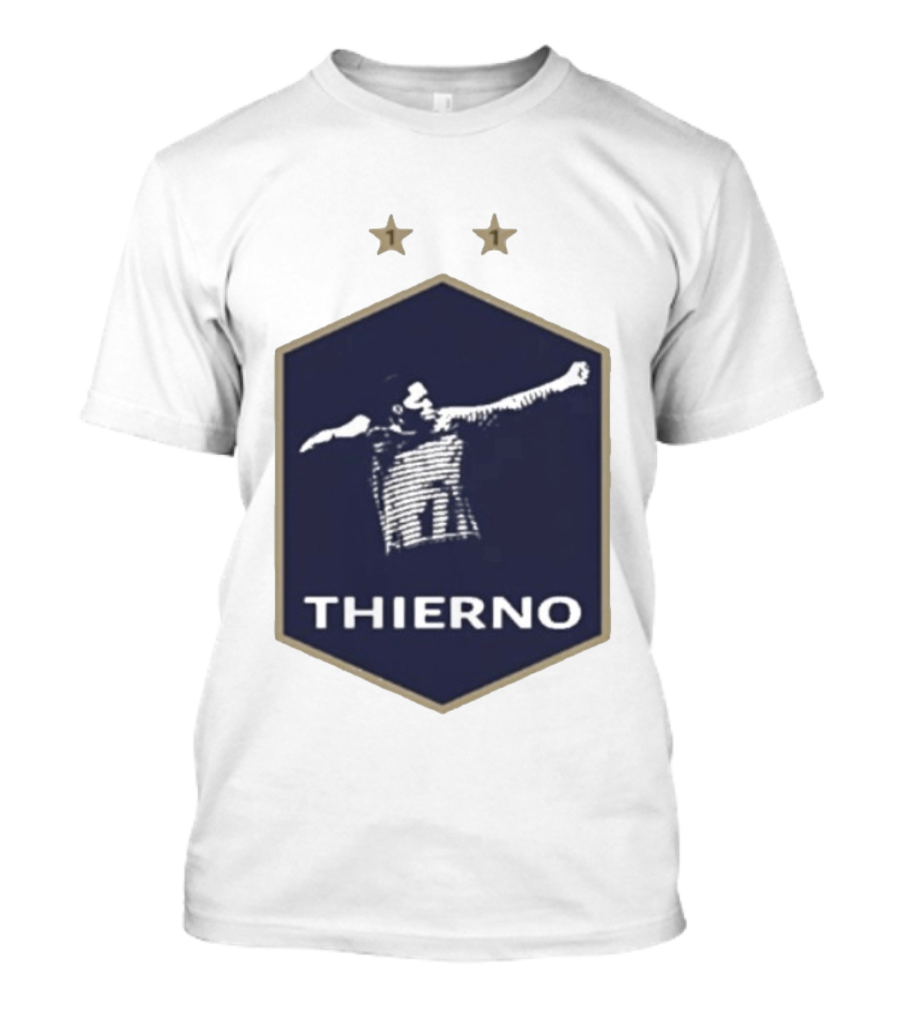 Thierno Barry Blue Hexagonal Emblem Soccer Celebration Stars T-Shirt