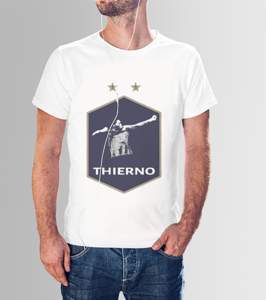 Thierno Barry Blue Hexagonal Emblem Soccer Celebration Stars T-Shirt