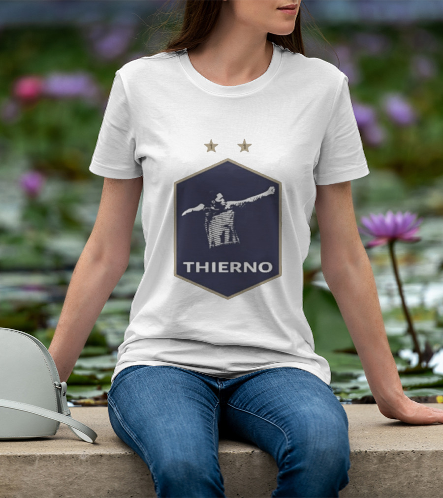 Thierno Barry Blue Hexagonal Emblem Soccer Celebration Stars T-Shirt