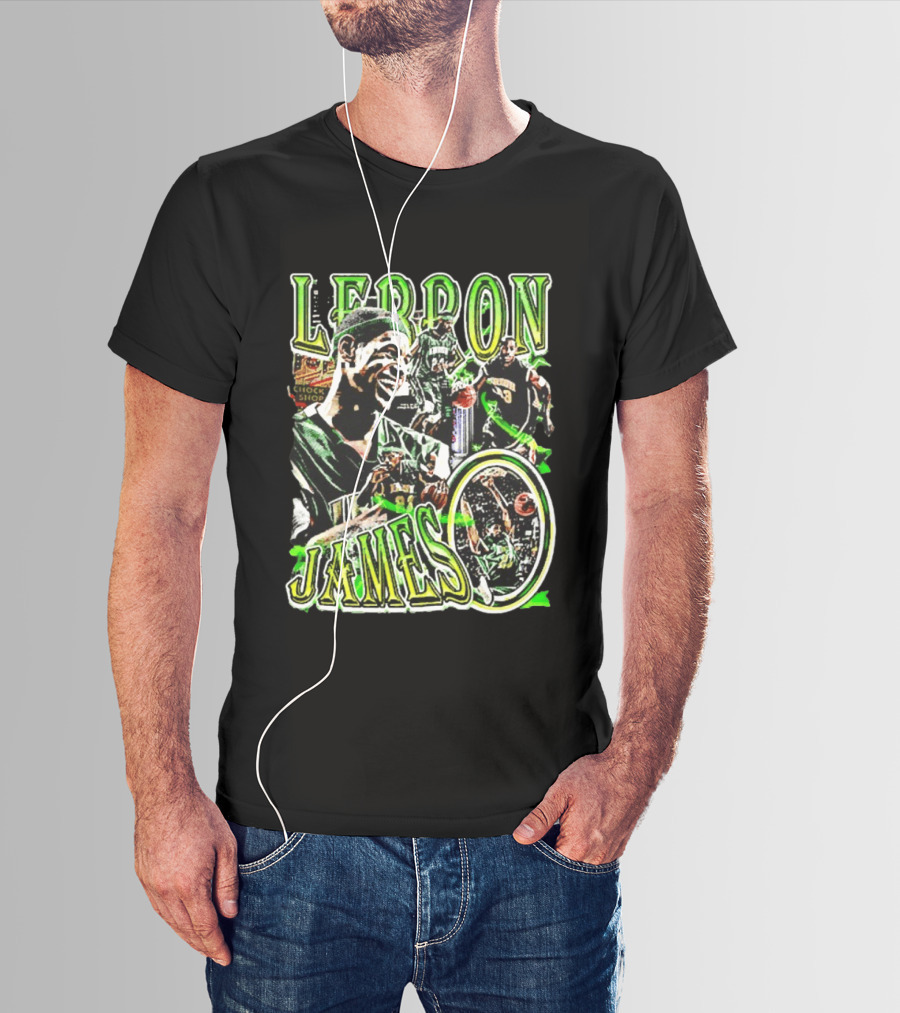 LeBron James Irish St. Patrick's Day Green Collage Basketball T-Shirt