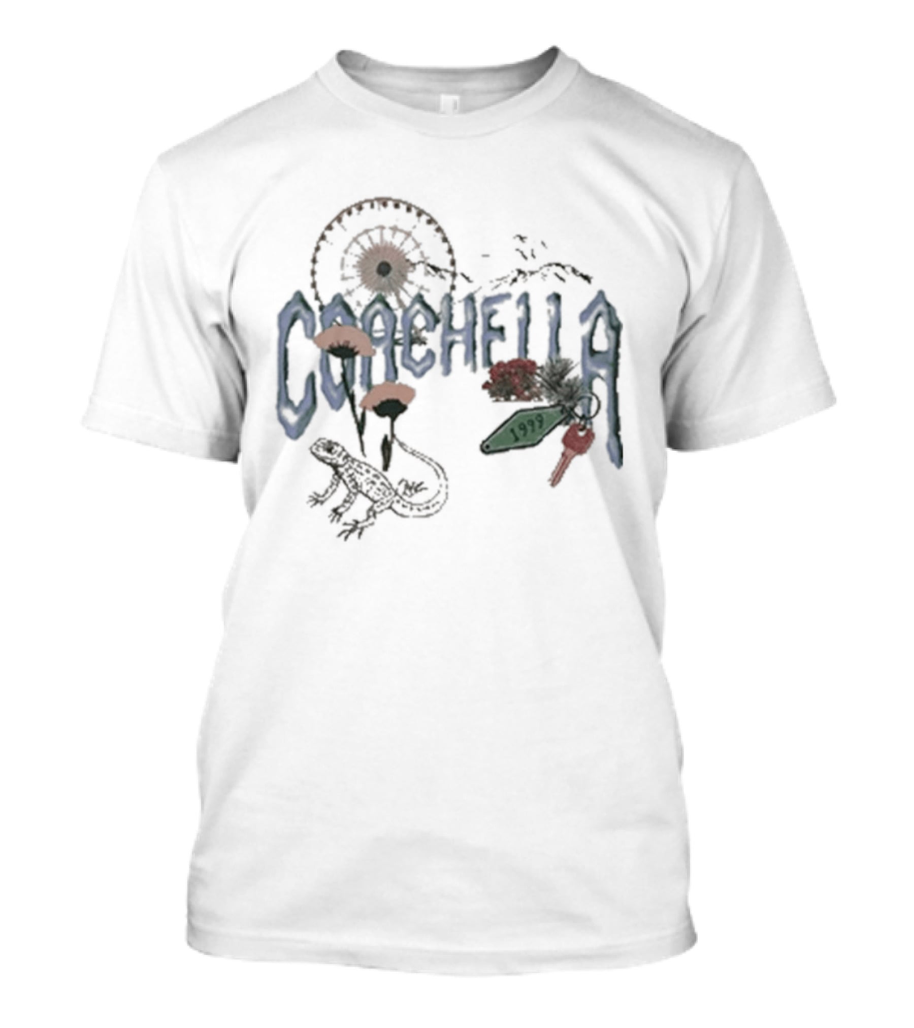 Coachella Desert Sunset Cactus Lizard T-Shirt