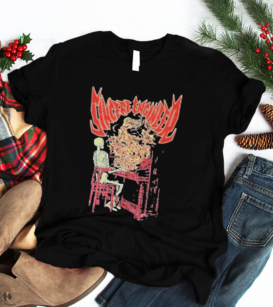 Sincere Engineer Skeleton With Flaming Piano T-Shirt