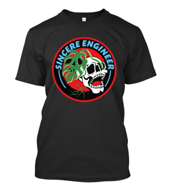 Sincere Engineer Skull Plant Circle T-Shirt
