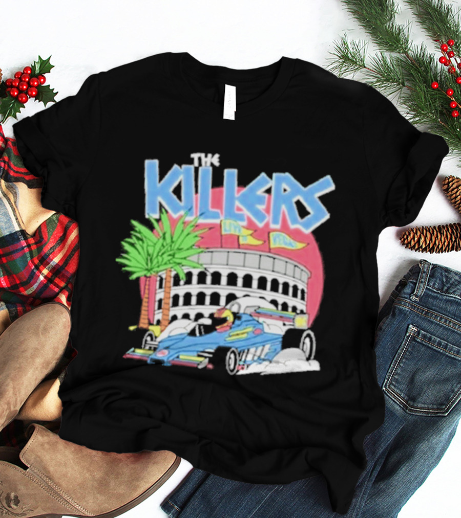 The Killers Hot Fuss Palm Trees Race Car Stadium Scene T-Shirt