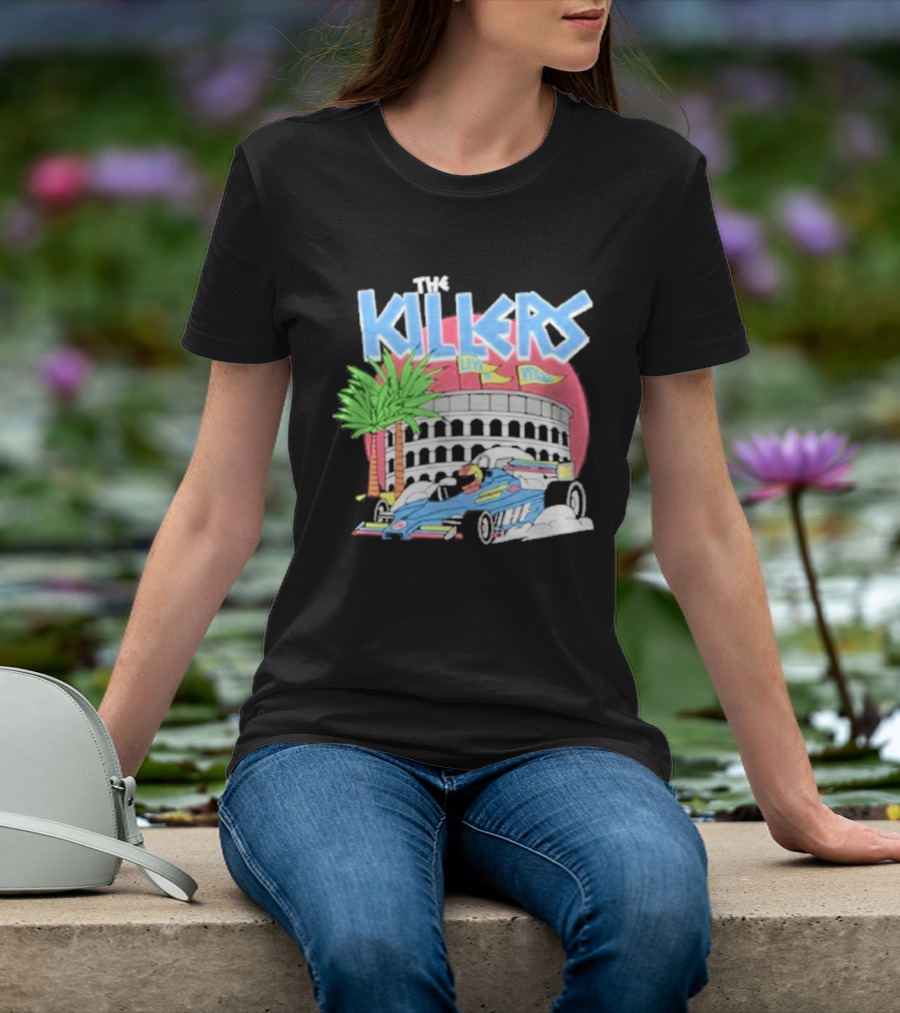 The Killers Hot Fuss Palm Trees Race Car Stadium Scene T-Shirt