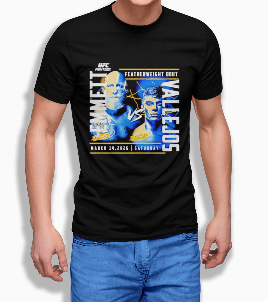 UFC Fight Night 2026 Featherweight Bout Emmett Vs Vallejos March 14 Saturday T-Shirt