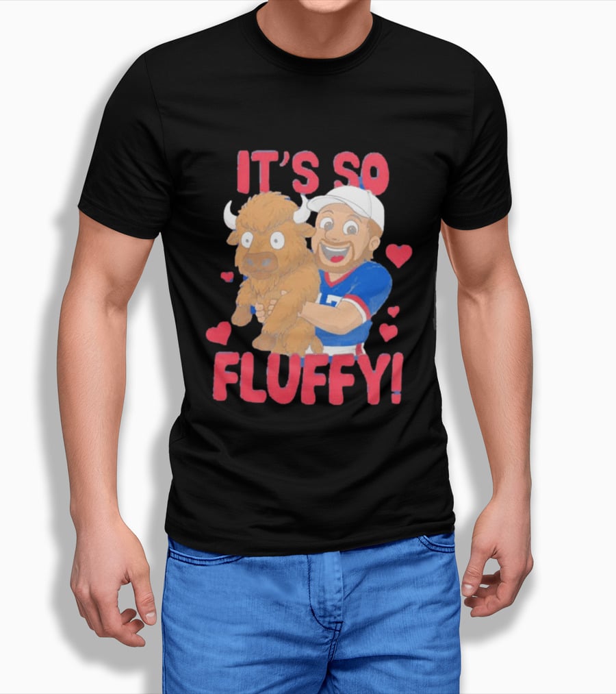 It's So Fluffy Josh Allen Buffalo Bills Cartoon Hearts T-Shirt
