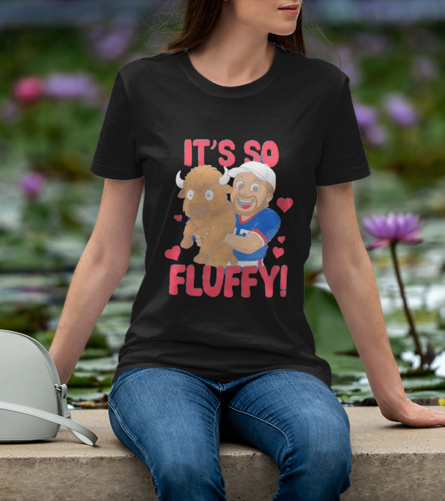 It's So Fluffy Josh Allen Buffalo Bills Cartoon Hearts T-Shirt