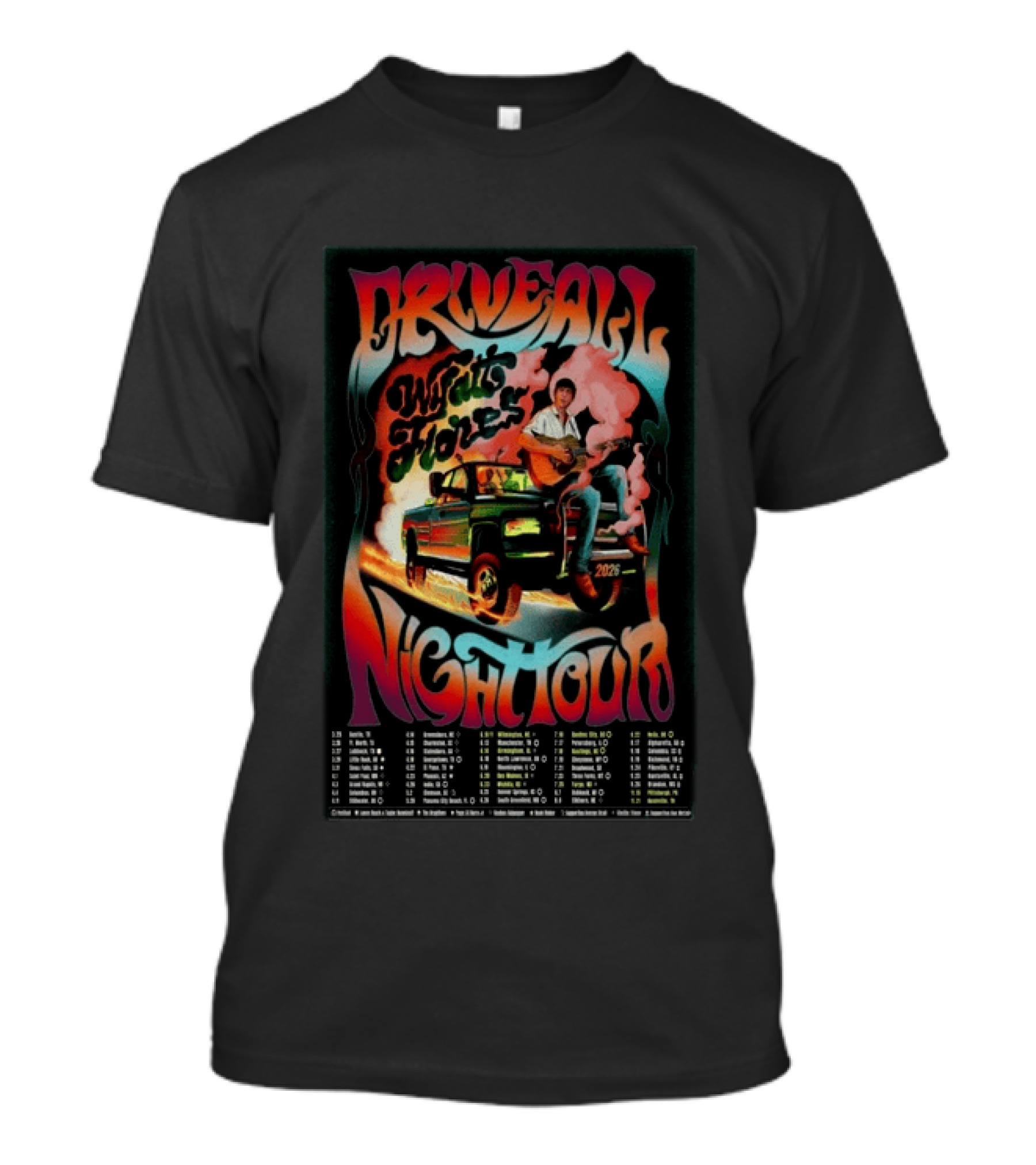 Drive All Night Wyatt Flores Tour 2026 With Retro Truck And Guitar T-Shirt