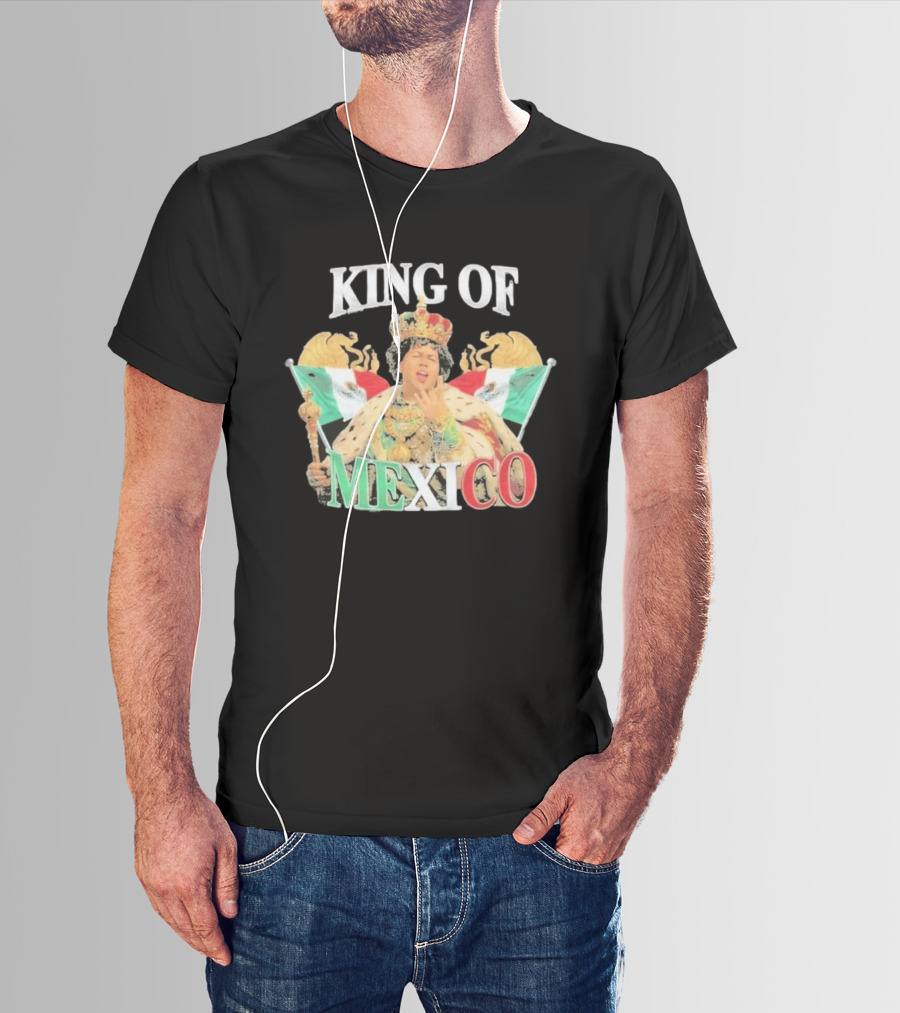 King Of Mexico Funny Parody Monarch With Flags And Crown T-Shirt