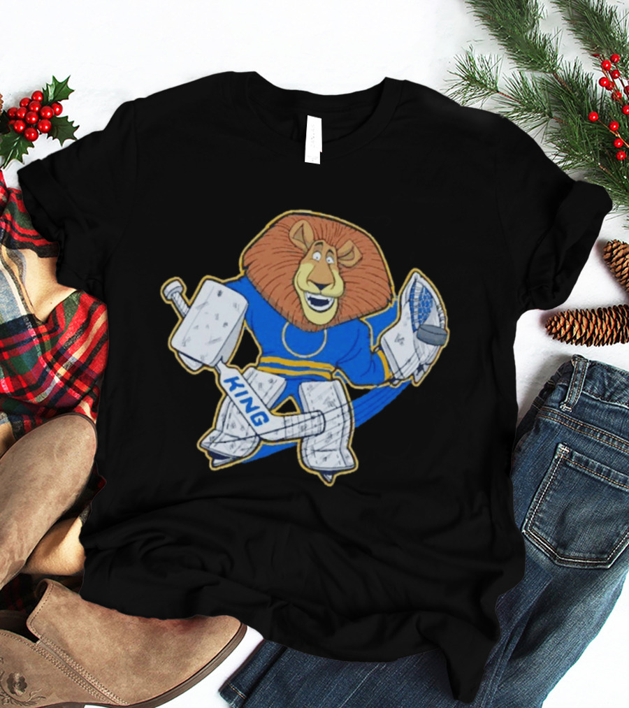 King Of The Crease Sabres Hockey Goalie Lion T-Shirt