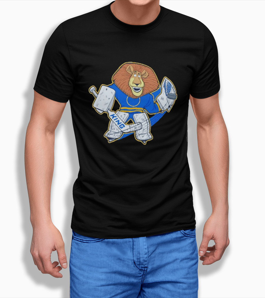 King Of The Crease Sabres Hockey Goalie Lion T-Shirt