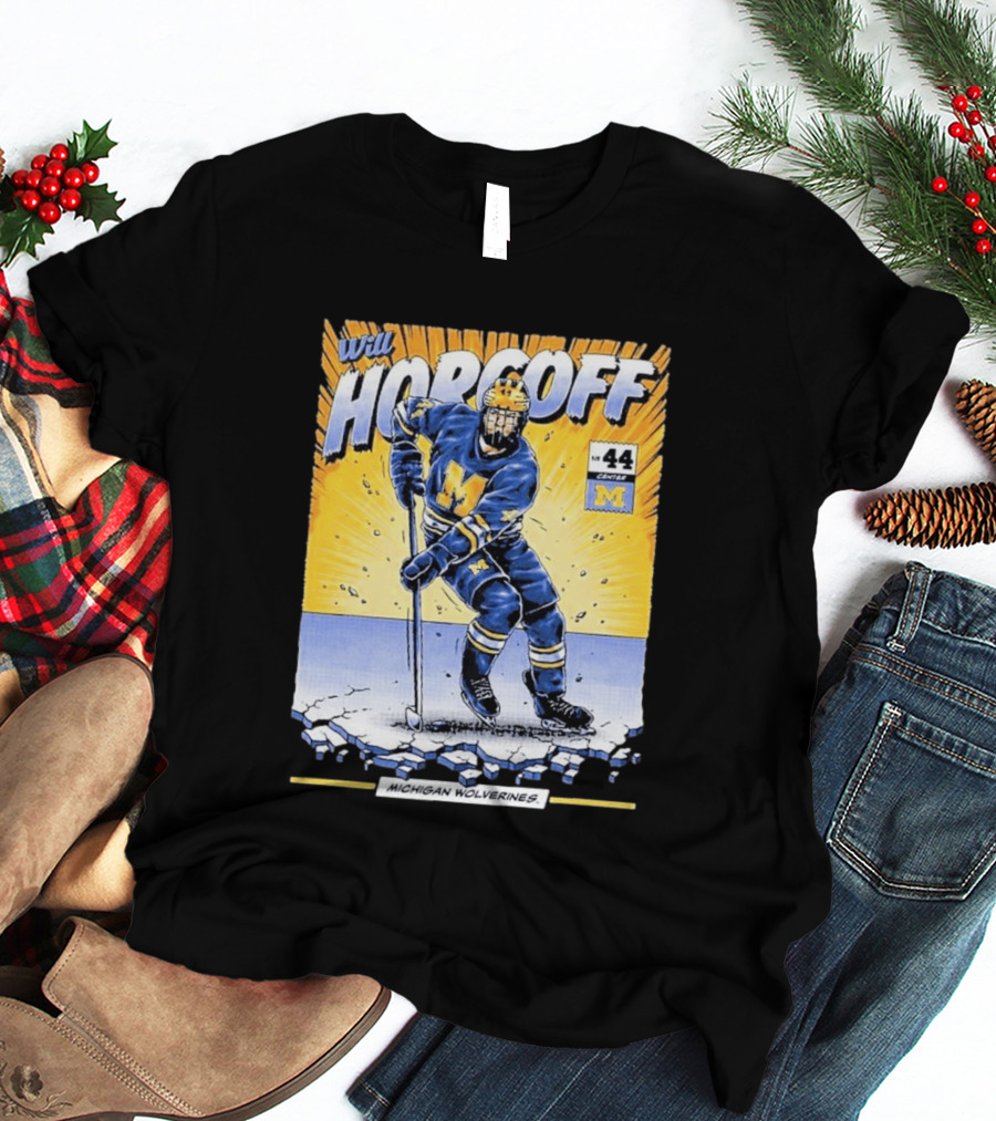 Michigan Wolverines Will Horcoff 44 Center Hockey Comic T-Shirt