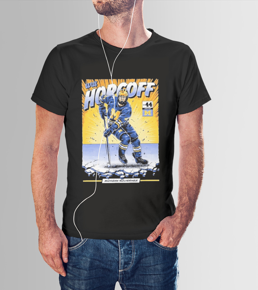 Michigan Wolverines Will Horcoff 44 Center Hockey Comic T-Shirt