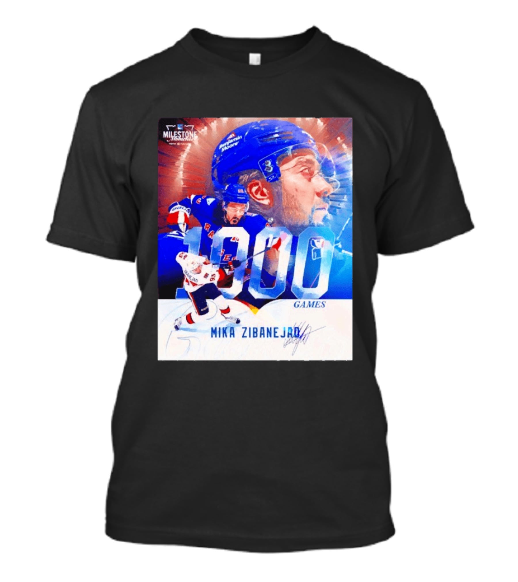 Mika Zibanejad New York Rangers 1000 Games Milestone NHL Career Celebration T-Shirt