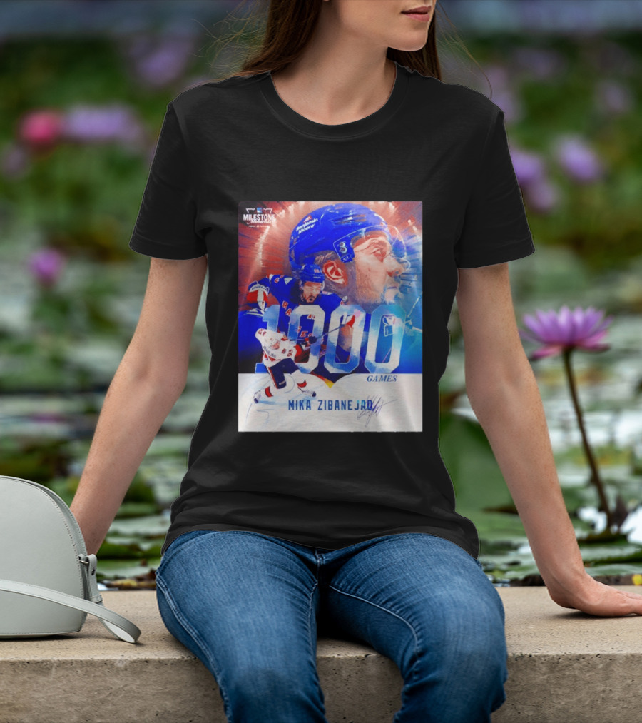 Mika Zibanejad New York Rangers 1000 Games Milestone NHL Career Celebration T-Shirt