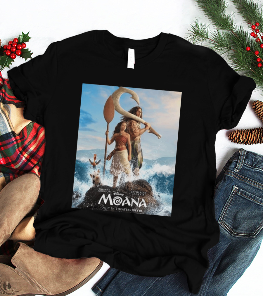 Dwayne Johnson And Catherine Laga'aia In Disney's Moana Live Action July 10 T-Shirt