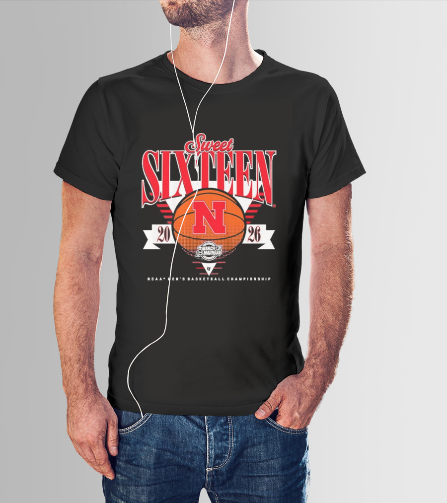 Nebraska Cornhuskers Sweet Sixteen 2026 NCAA Men's Basketball Championship T-Shirt
