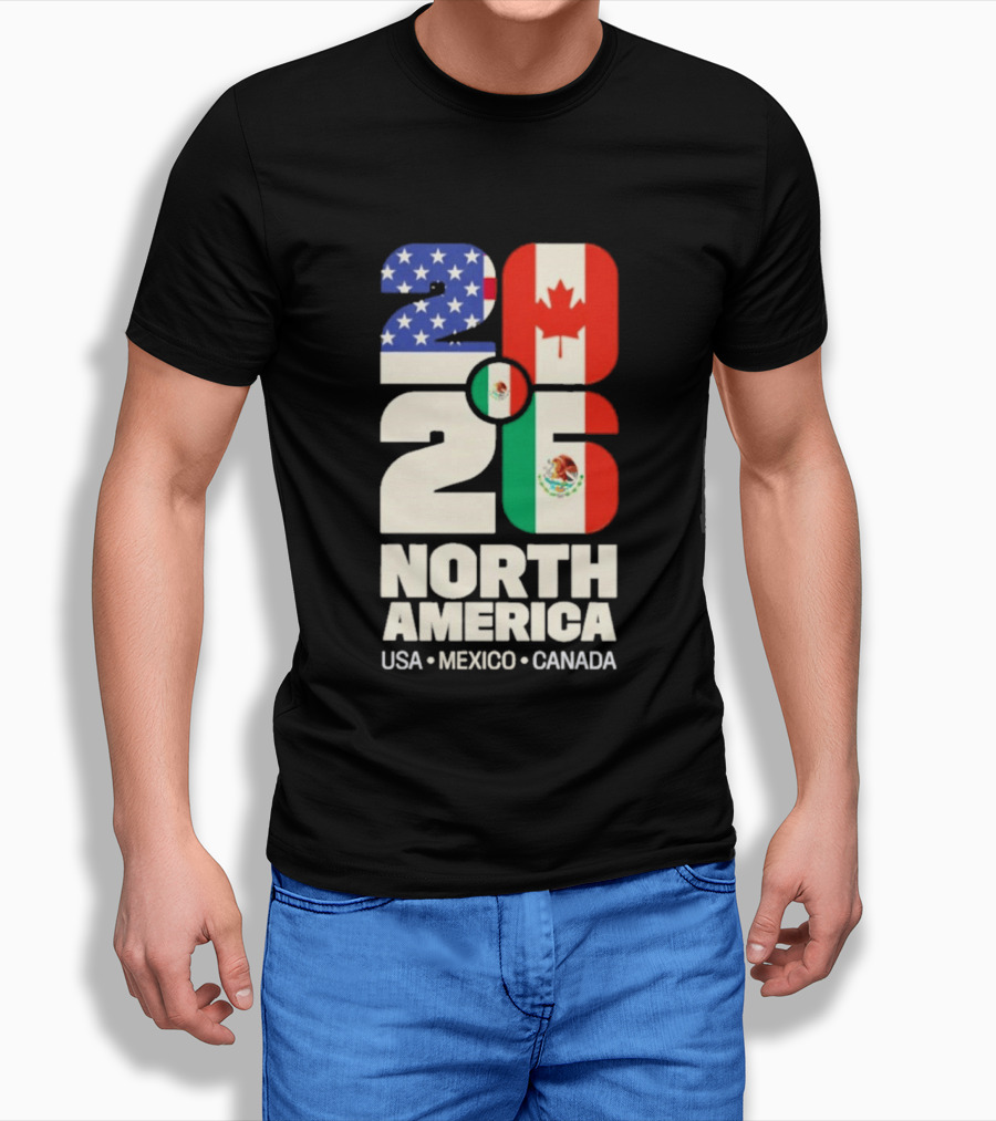 FIFA World Cup 2026 North America USA Mexico Canada Flags T-Shirt