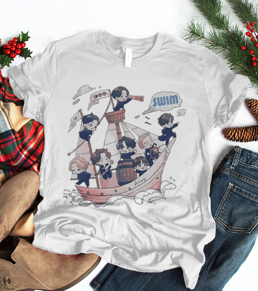 Bangtan Arirang Swim Boat Characters Adventure T-Shirt