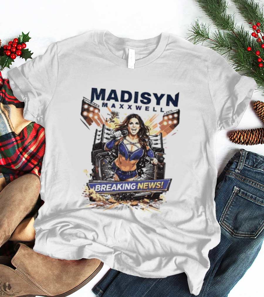 Madisyn Maxxwell Breaking News Dynamic Character Artwork Explosion T-Shirt