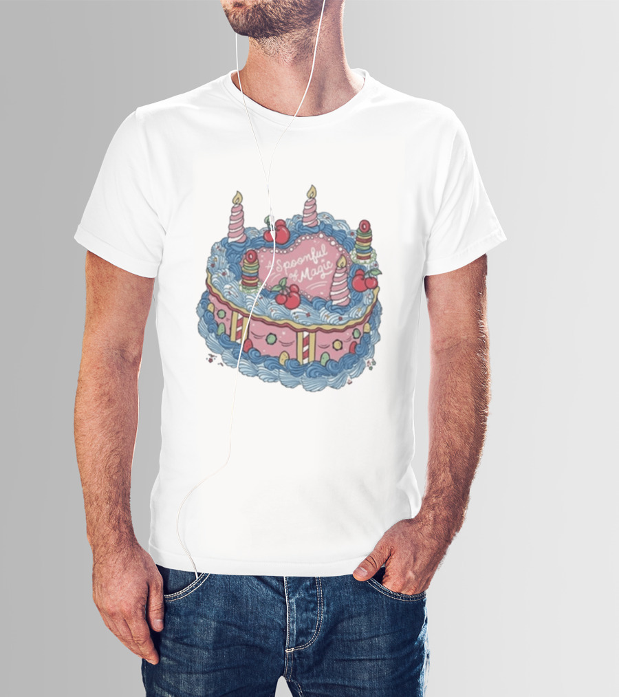 The Lost Bros A Spoonful Of Magic Birthday Cake Candles Cherries T-Shirt