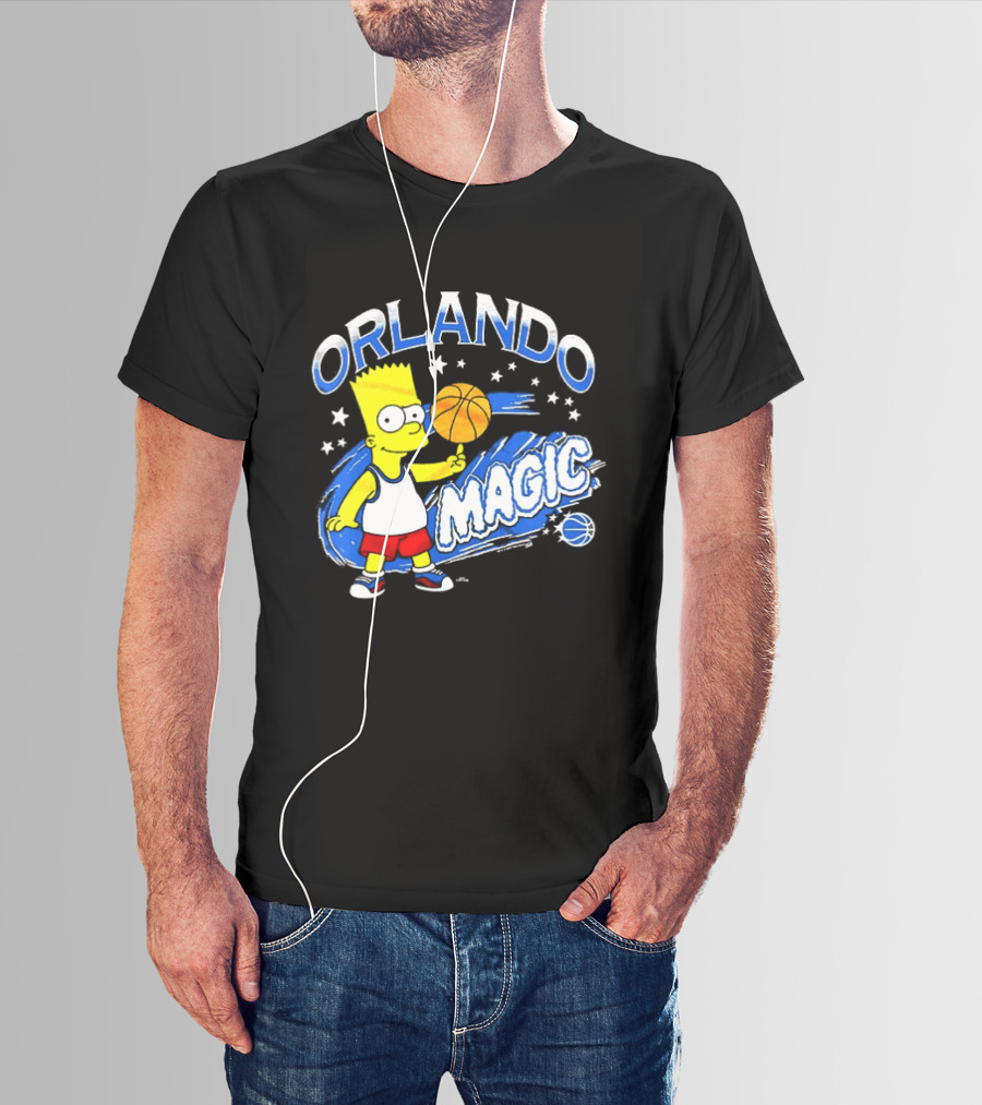 Bart Simpsons Orlando Magic NBA Basketball Cartoon T-Shirt