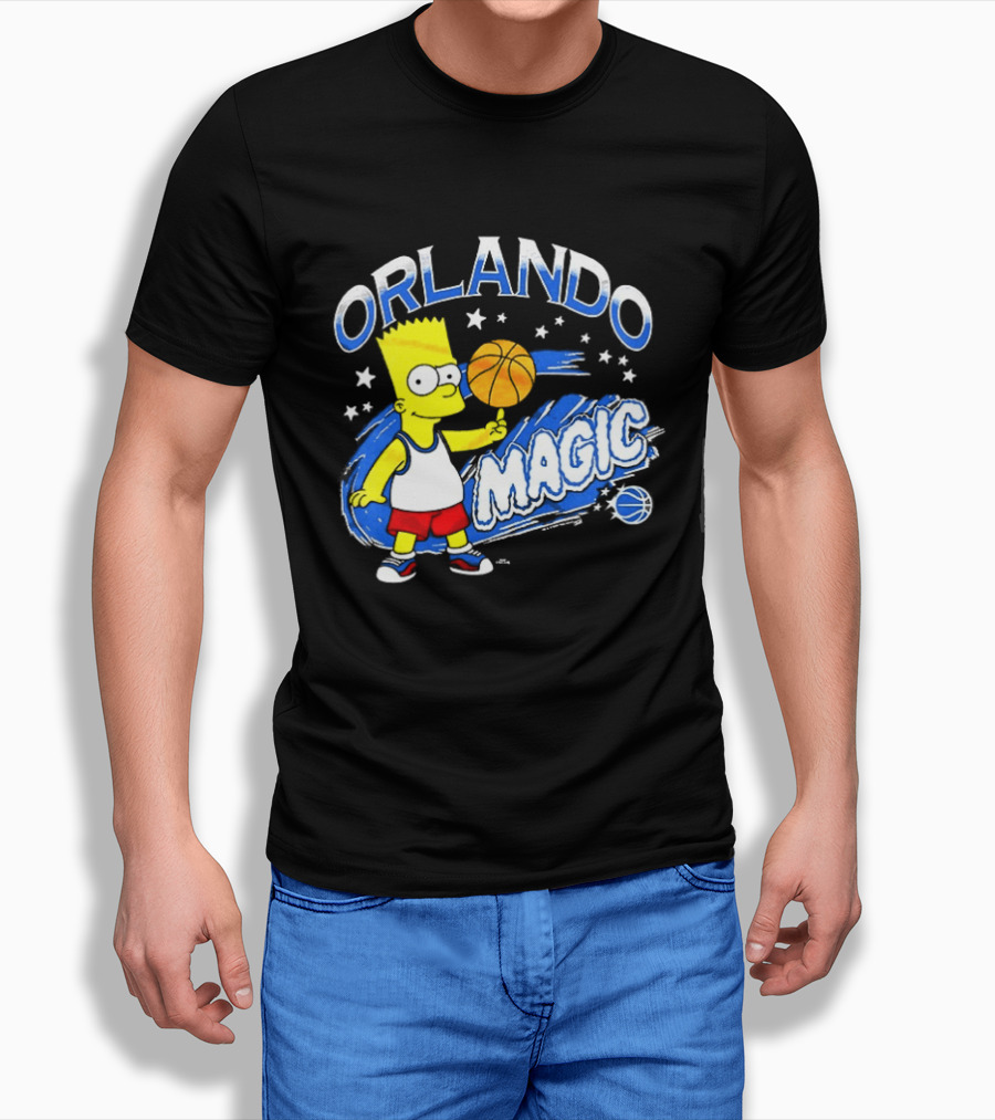 Bart Simpsons Orlando Magic NBA Basketball Cartoon T-Shirt