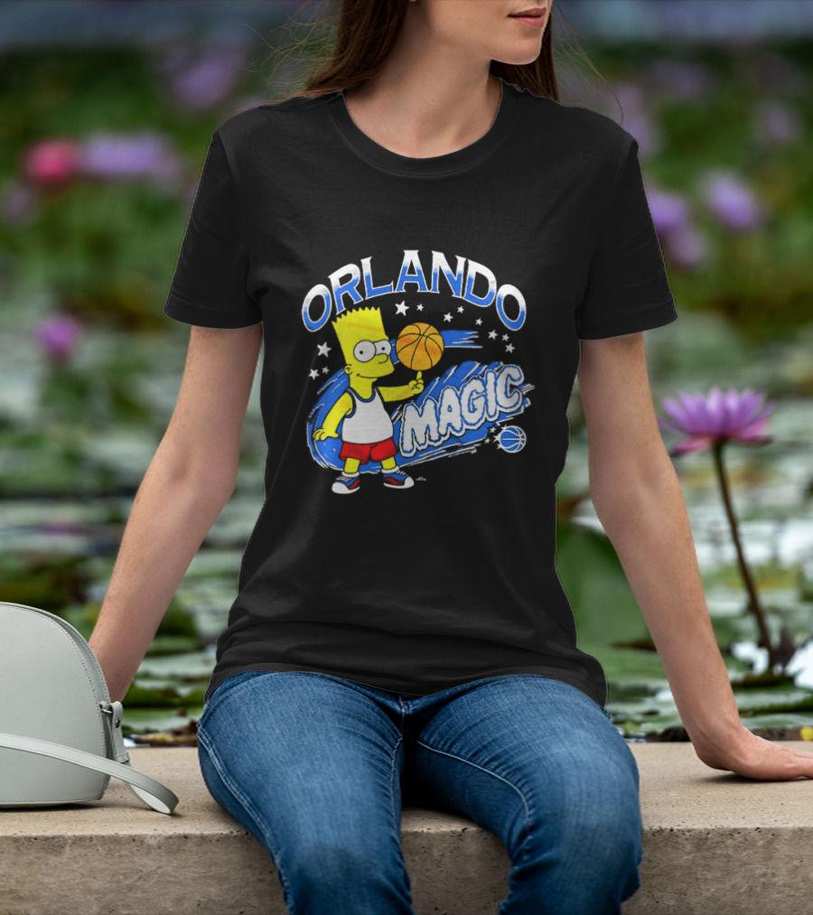 Bart Simpsons Orlando Magic NBA Basketball Cartoon T-Shirt