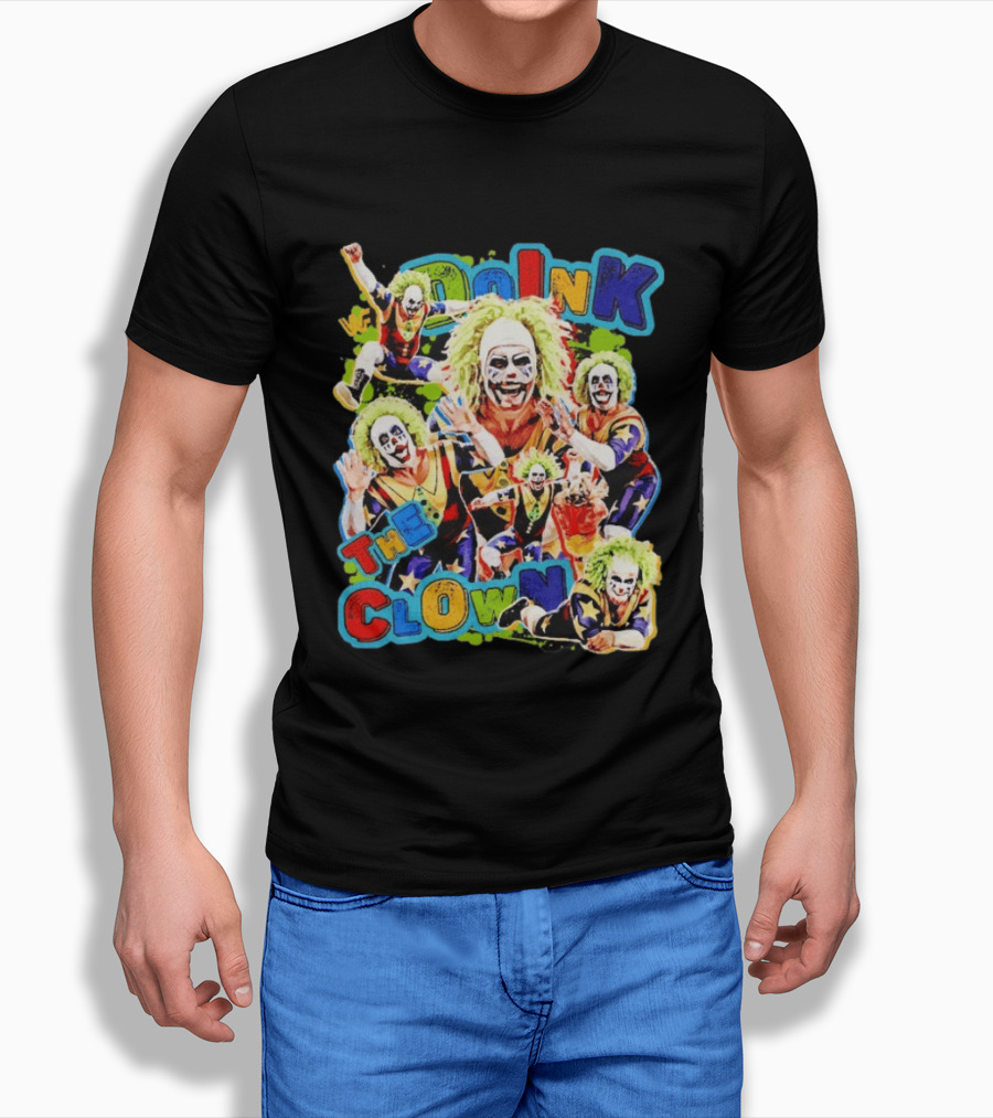 Doink The Clown WWE Wrestler Colorful Collage T-Shirt