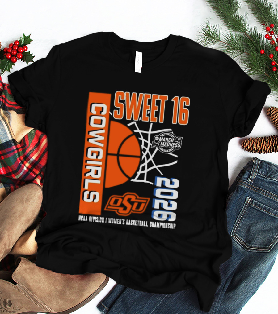 Oklahoma State Cowgirls Sweet 16 2026 NCAA Division I Women's Basketball March Madness Championship T-Shirt