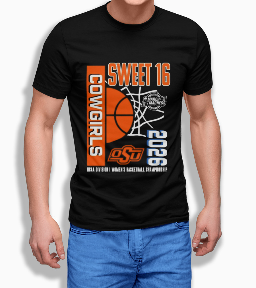 Oklahoma State Cowgirls Sweet 16 2026 NCAA Division I Women's Basketball March Madness Championship T-Shirt