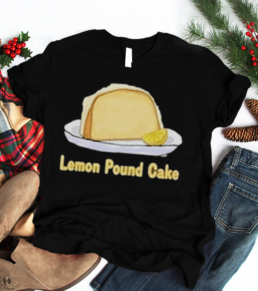 Lemon Pound Cake Slice On Plate With Lemon Wedge T-Shirt