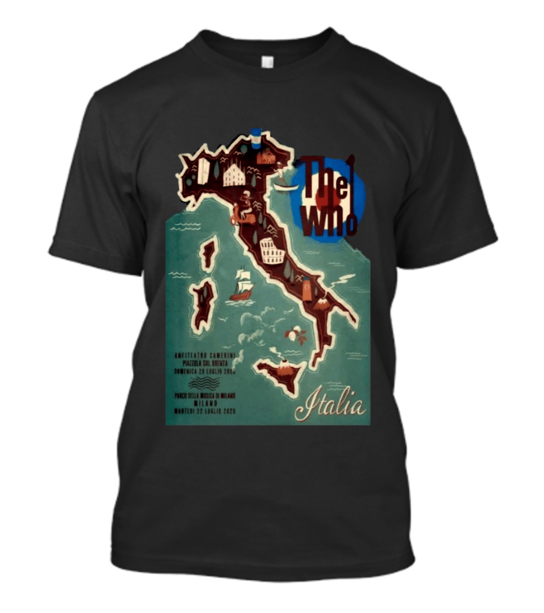 The Who Italia Tour 2026 Anfiteatro Camerini Padova Sul Brenta Parco Della Musica Milano T-Shirt