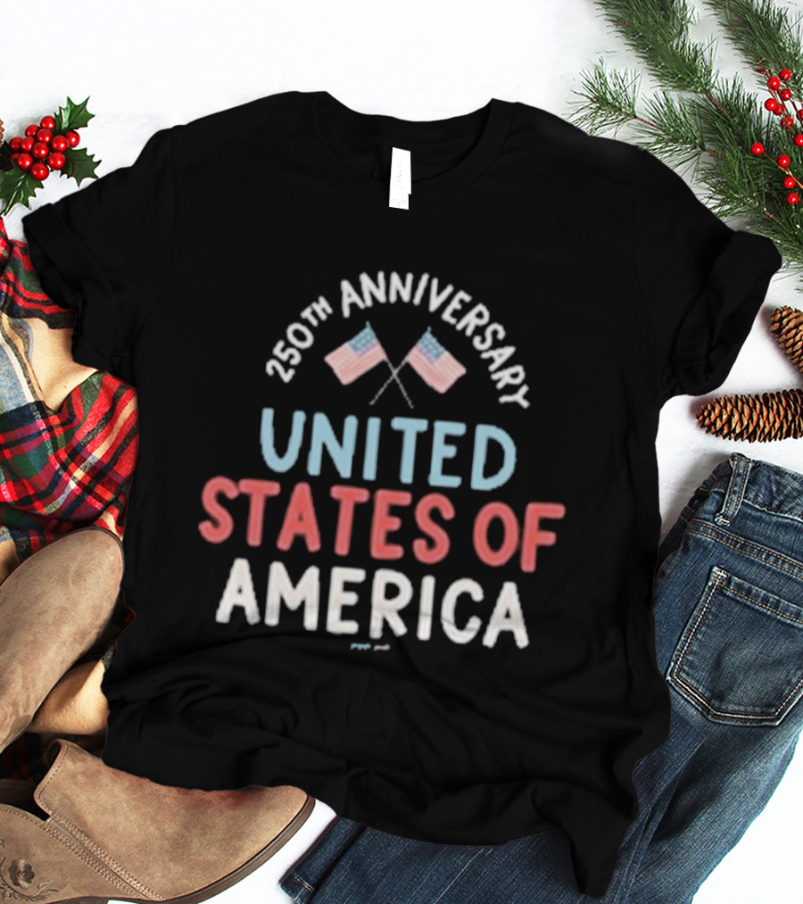 United States Of America 250th Anniversary Flags Celebration T-Shirt