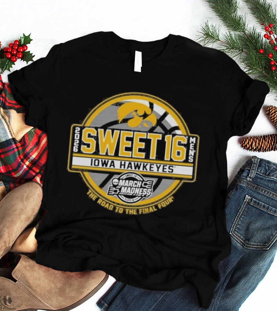 Iowa Hawkeyes 2026 Sweet 16 Road To The Final Four T-Shirt