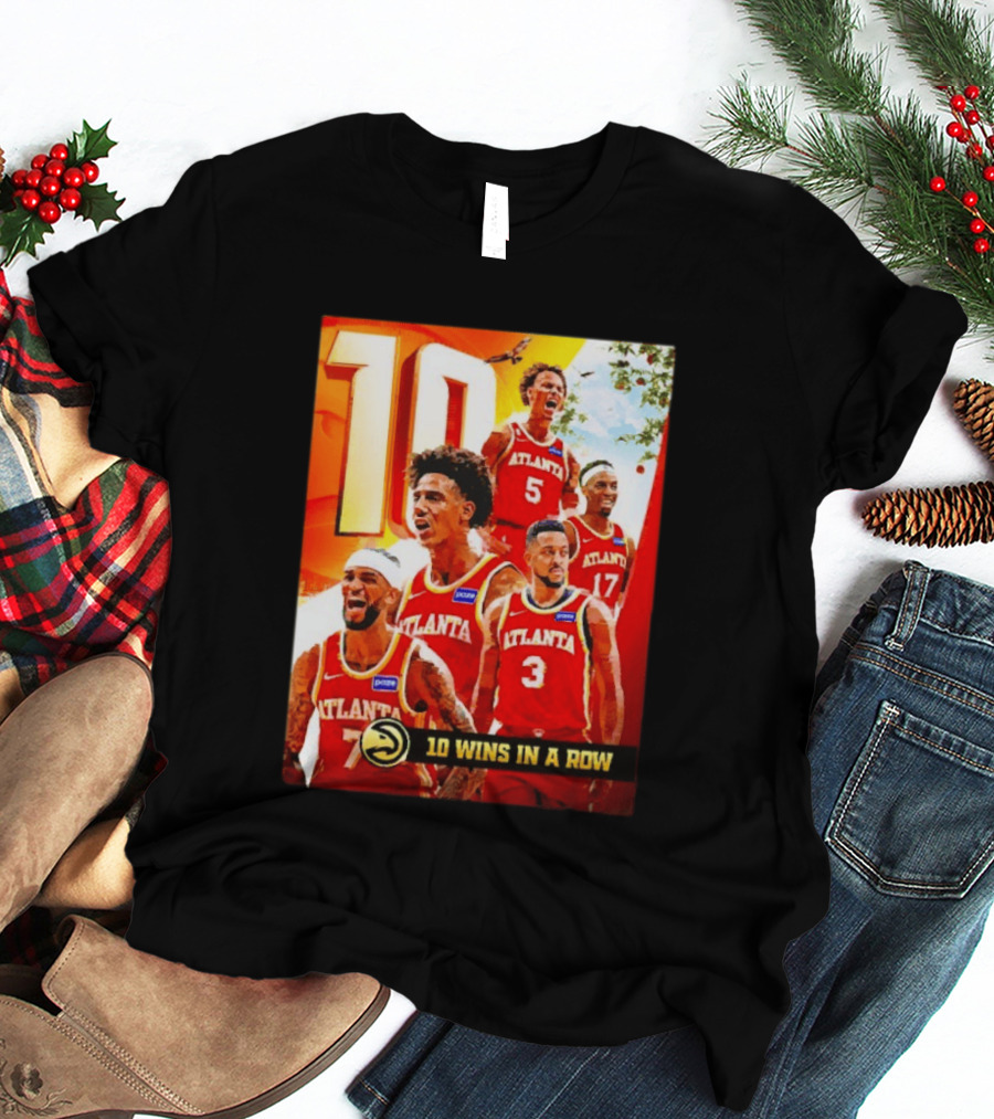 Atlanta Hawks NBA 10 Wins In A Row Players Celebration T-Shirt