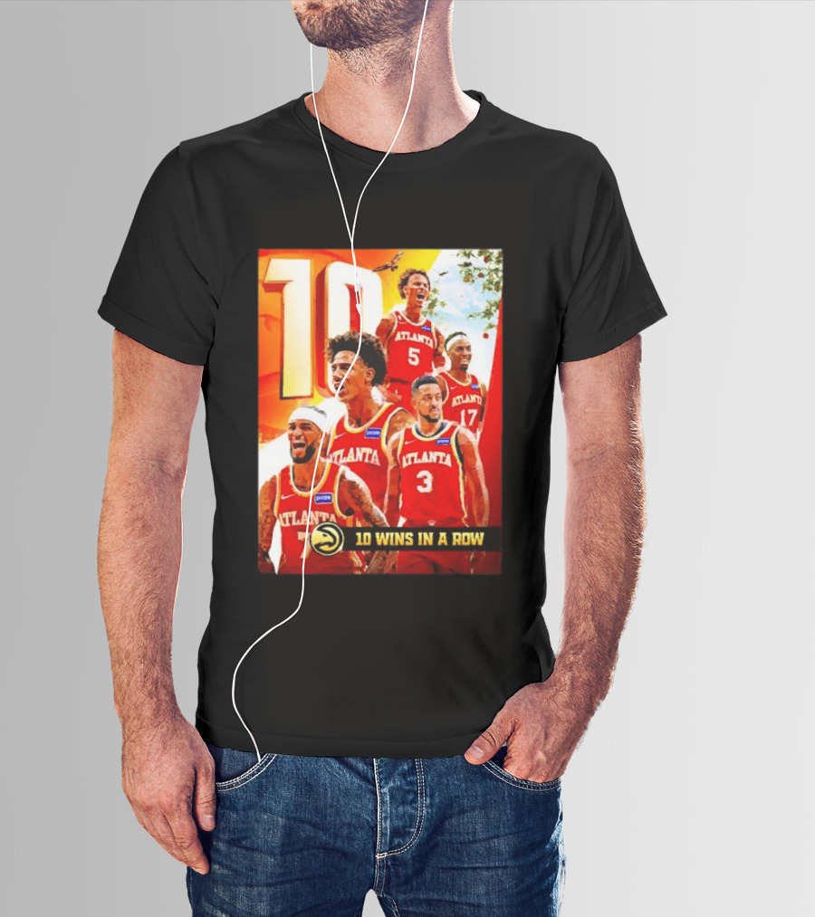 Atlanta Hawks NBA 10 Wins In A Row Players Celebration T-Shirt