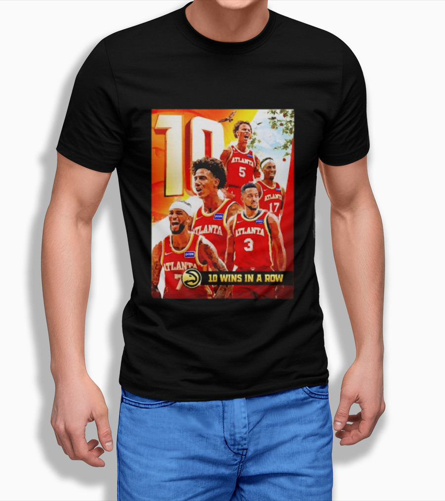 Atlanta Hawks NBA 10 Wins In A Row Players Celebration T-Shirt